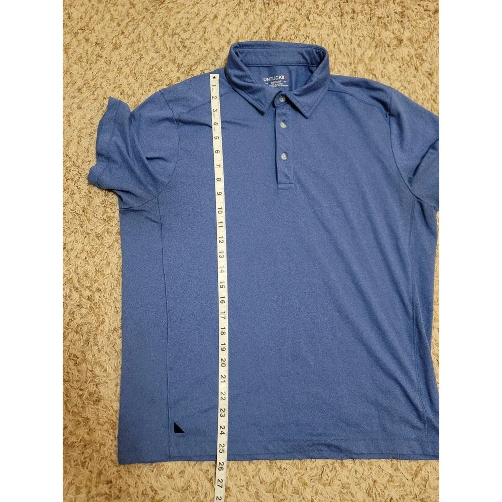 Untuckit Men's Size M Blue Short Sleeve Polo Polyester Spandex - Picture 7 of 7